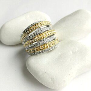 NWT silver gold cz dome ring sz 8